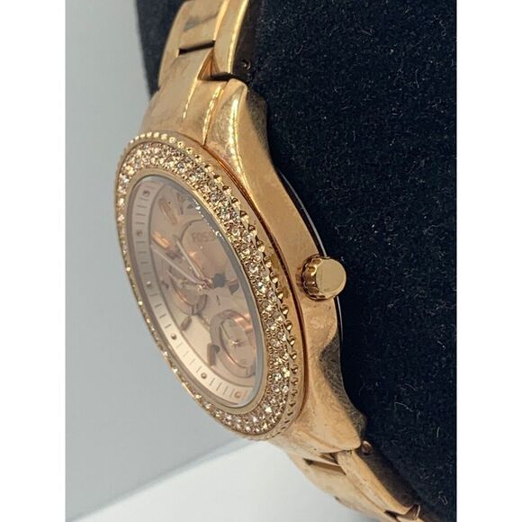 Fossil ES3590 Women Gold Stainless Steel Analog Rose Gold Dial Wrist Watch KL216 - Picture 3 of 11
